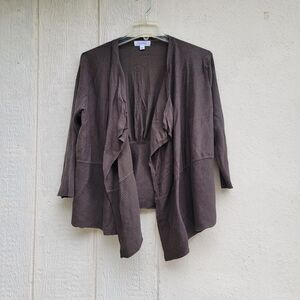 Womens calvin klein silk blend drape frnt open front cardigan green sz small